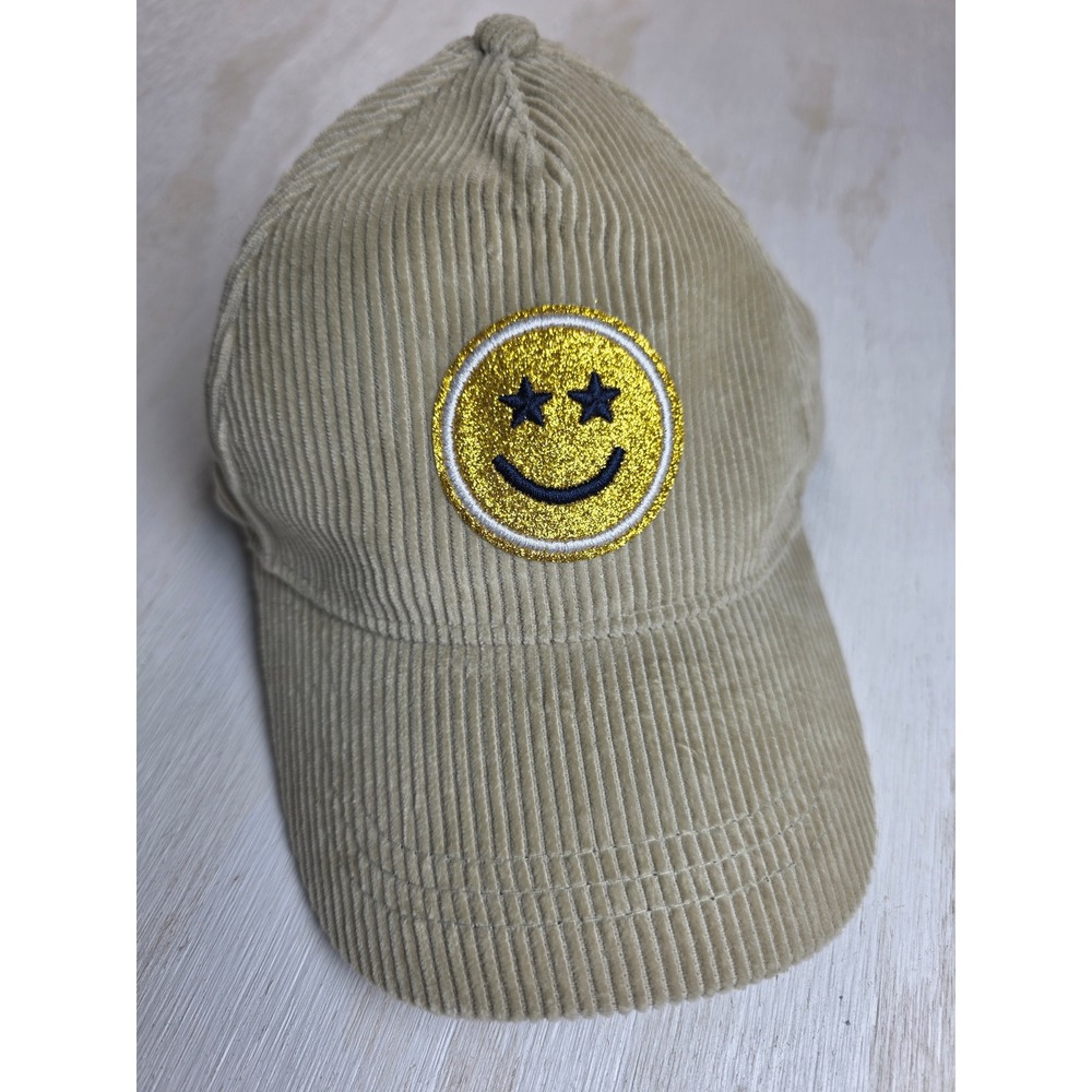Wonder Nation Tan Corduroy Smiley Face Star Eyes Baseball Cap Hat Beige Y2K Boho